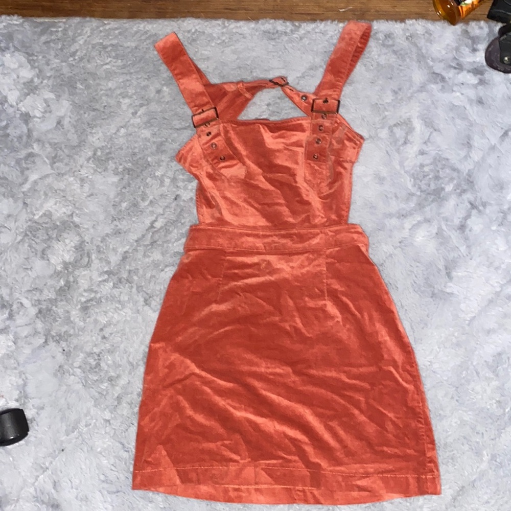 Orange overall dress